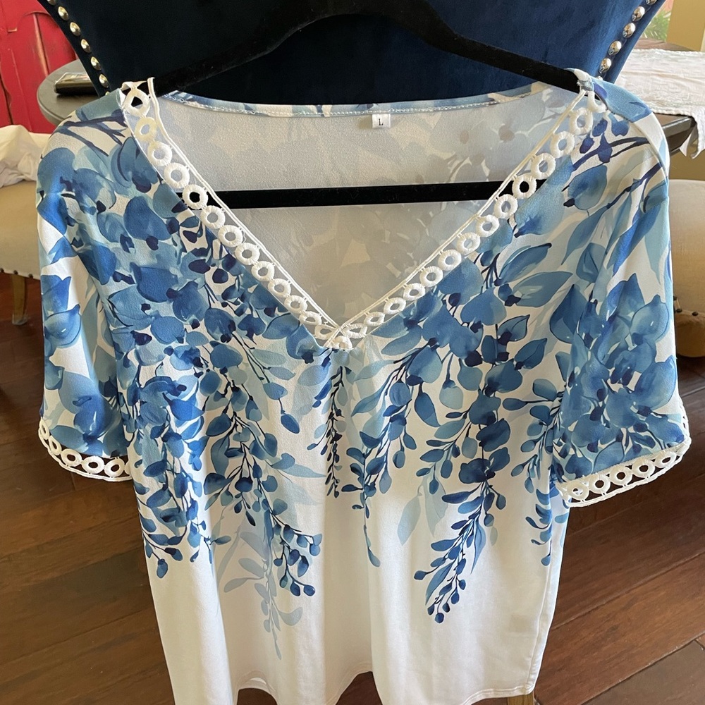 Blue Floral Women's Top